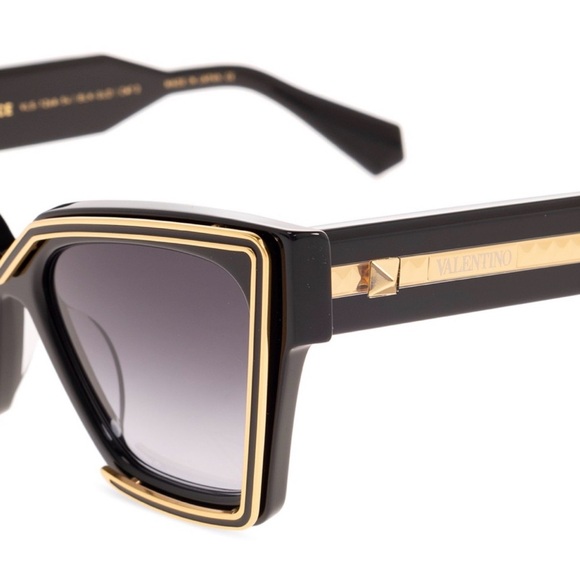 New! Valentino V Grace VLS 126A, Black and Gold Sunglasses, Authentic main image 5